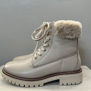 Alberto Torresi Genuine Leather Faux Fur Lace Up Winter Boots Size 7.5